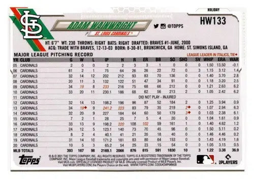 2021 Topps Holiday Mega Box #HW133 Adam Wainwright NM-MT Cardinals - Baseball Card Box