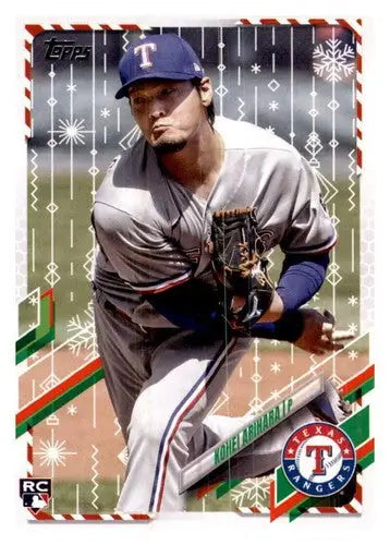 2021 Topps Holiday Mega Baseball Card featuring Kohei Arihara Rangers with original gloss
