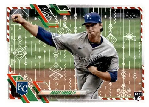Brady Singer baseball card from 2021 Topps Holiday Mega Box with original gloss Royals