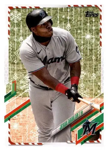 Baseball card featuring Jesús Aguilar from 2021 Topps Holiday Mega Box with original gloss