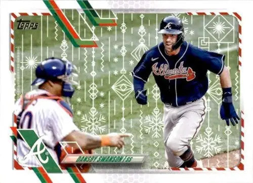 Dansby Swanson baseball card from 2021 Topps Holiday Mega Box simply sandoval original gloss