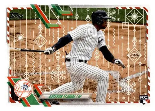 2021 Topps Holiday Estevan Florial baseball card with original gloss rookie Yankees