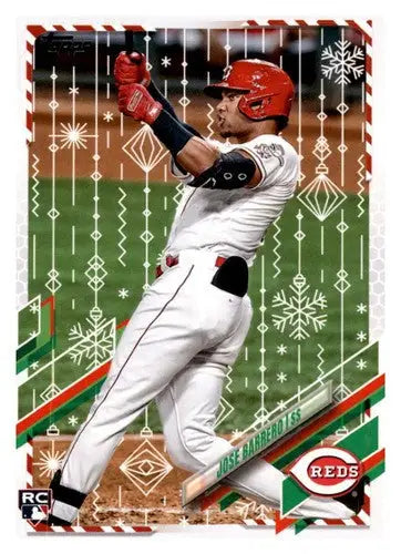 2021 Topps Holiday Mega Box Jose Barrero Baseball Card with original gloss and Rookie Reds