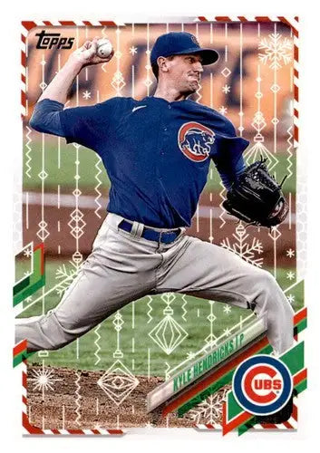 Baseball card from 2021 Topps Holiday Mega Box featuring Kyle Hendricks NM-MT Cubs
