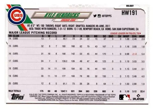 Original gloss 2021 Topps Holiday Mega Box Kyle Hendricks baseball card Cubs
