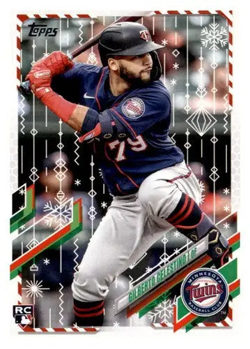 Baseball card from 2021 Topps Holiday Mega Box featuring Gilberto Celestino Rookie Twins
