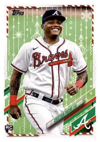 Cristian Pache Topps Holiday Mega baseball card with original gloss from 2021 Topps Holiday Mega Box