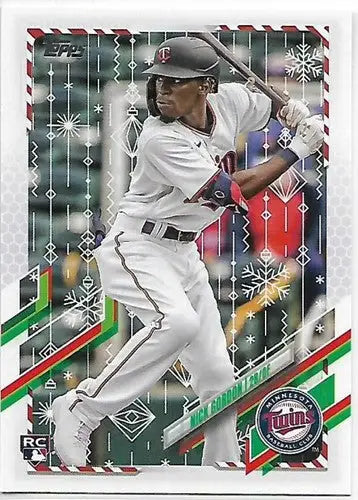 Baseball card featuring Nick Gordon from 2021 Topps Holiday Mega Box with original gloss