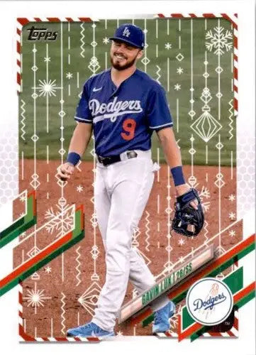 Baseball card from 2021 Topps Holiday Mega Box featuring Gavin Lux NM-MT Dodgers