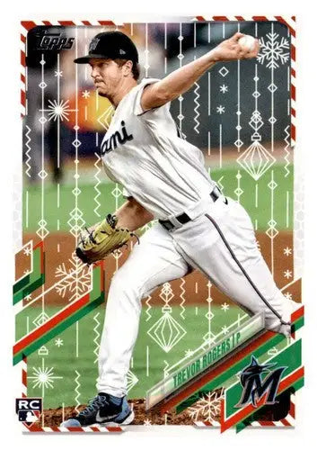 Original gloss baseball card featuring Trevor Rogers from Topps Holiday Mega Box 2021