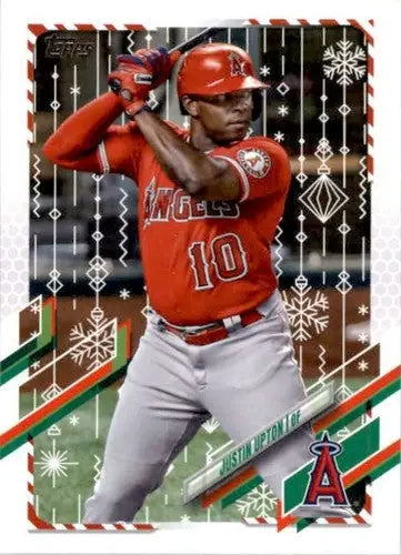 Justin Upton baseball card from 2021 Topps Holiday Mega Box with original gloss