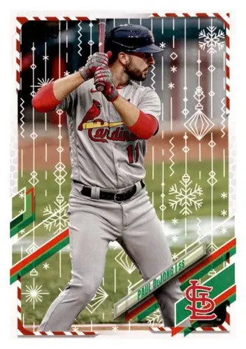 Baseball card featuring Paul DeJong from 2021 Topps Holiday Mega Box with original gloss