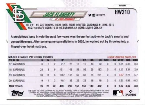 2021 Topps Holiday Mega Box Jack Flaherty baseball card with original gloss Cardinals