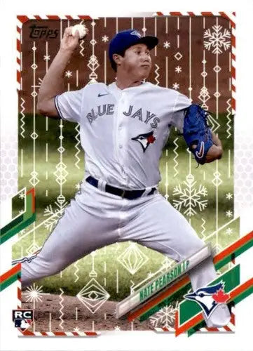 2021 Topps Holiday Mega Box Nate Pearson baseball card with original gloss and rookie design