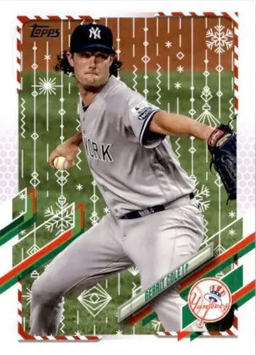 Gerrit Cole baseball card from 2021 Topps Holiday Mega Box with original gloss