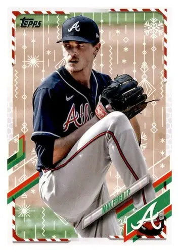 2021 Topps Holiday Mega Box Max Fried baseball card featuring original gloss, sports cards