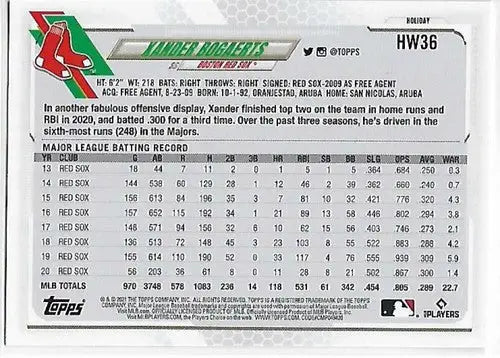 2021 Topps Holiday Mega Box #HW36 Xander Bogaerts NM-MT Red Sox - Baseball Card Box