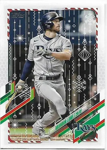 Brandon Lowe baseball card from 2021 Topps Holiday Mega Box with original gloss