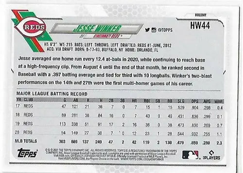 2021 Topps Holiday Mega Box #HW44 Jesse Winker NM-MT Reds - Baseball Card Box
