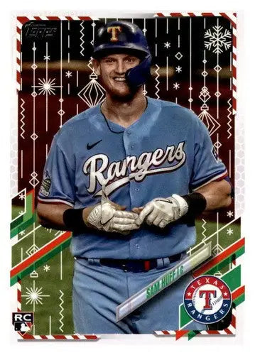 2021 Topps Holiday Mega Box #HW53 Sam Huff NM-MT RC Rookie Rangers - Baseball Card Single