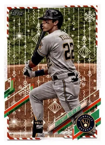 2021 Topps Holiday Mega Box #HW61 Christian Yelich NM-MT Brewers - Baseball Card Box