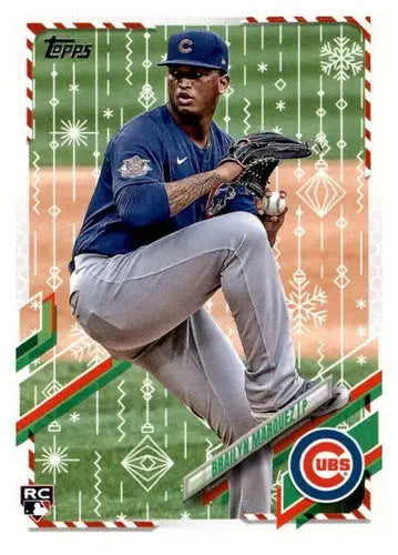 Baseball card from 2021 Topps Holiday Mega Box featuring Brailyn Marquez rookie