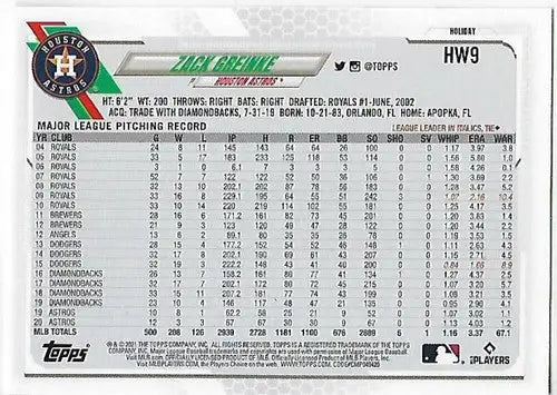 2021 Topps Holiday Mega Box #HW9 Zack Greinke NM-MT Astros - Baseball Card Box