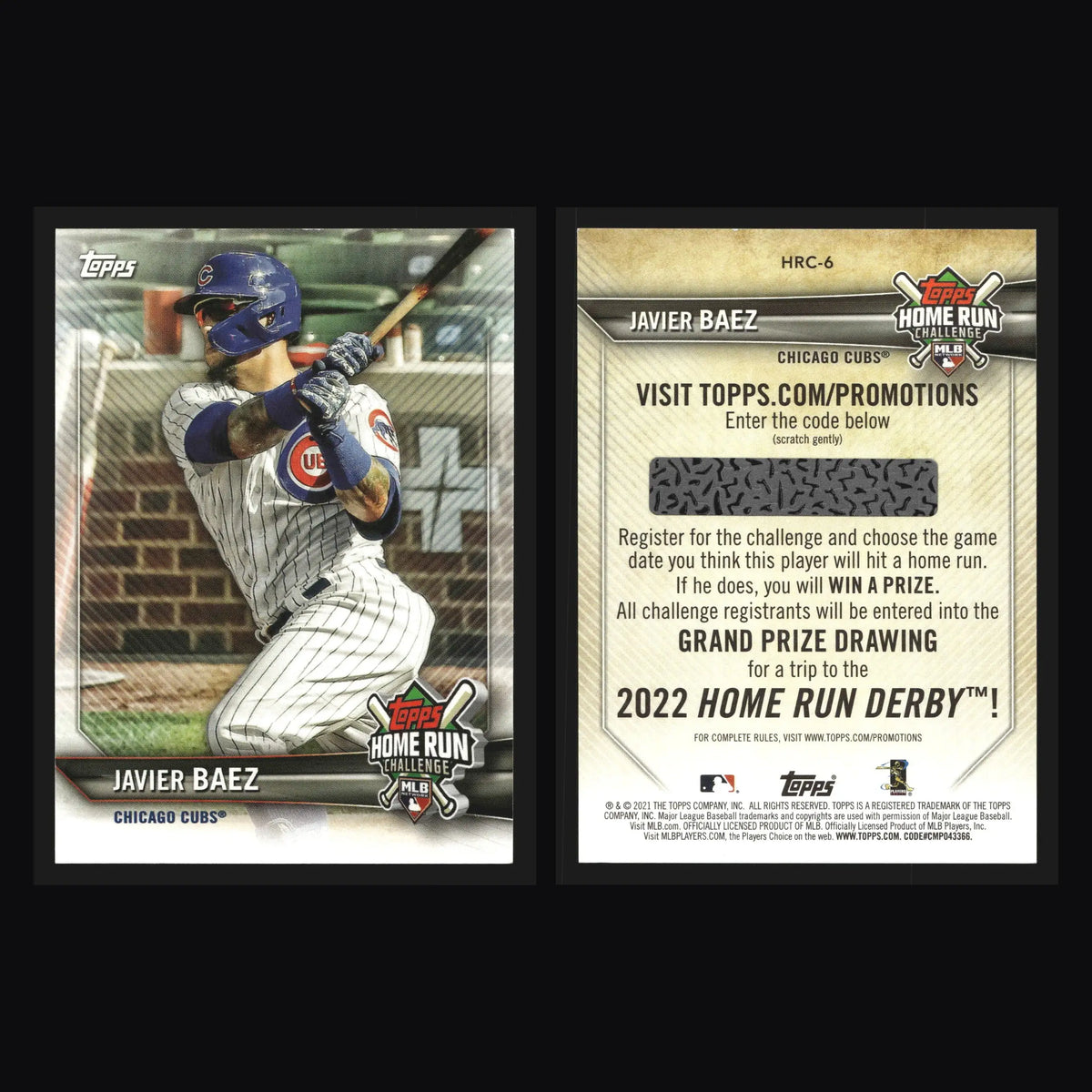 2021 Topps #HRC-6 Javier Baez Home Run Challenge Chicago Cubs - Baseball Card Single