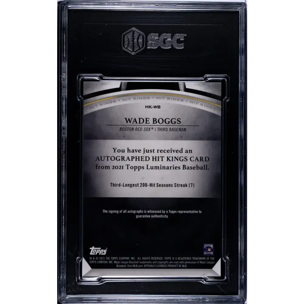 2021 Topps Luminaries Hit Kings Black #HK-WB Wade Boggs SGC 9.5 MINT+ Auto 1/1 Boston Red Sox Baseball Card - Baseball