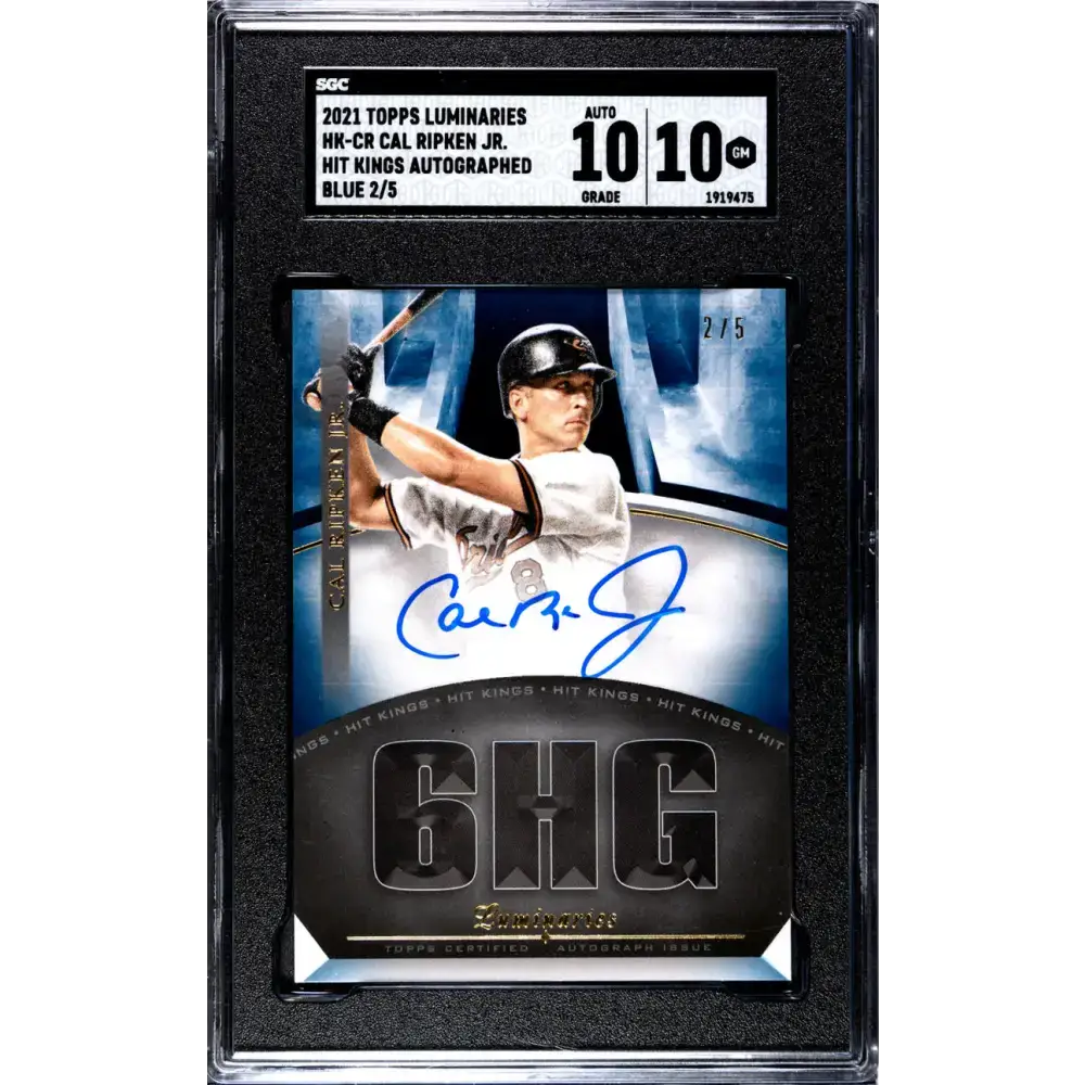 2021 Topps Luminaries Hit Kings Blue #HK-CR Cal Ripken Jr. SGC 10 Gem Auto 2/5 Baltimore Orioles Baseball Card