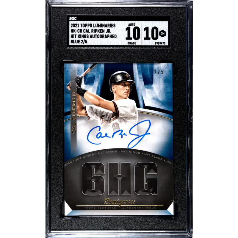 2021 Topps Luminaries Hit Kings Blue #HK-CR Cal Ripken Jr. SGC 10 Gem Auto 2/5 Baltimore Orioles Baseball Card