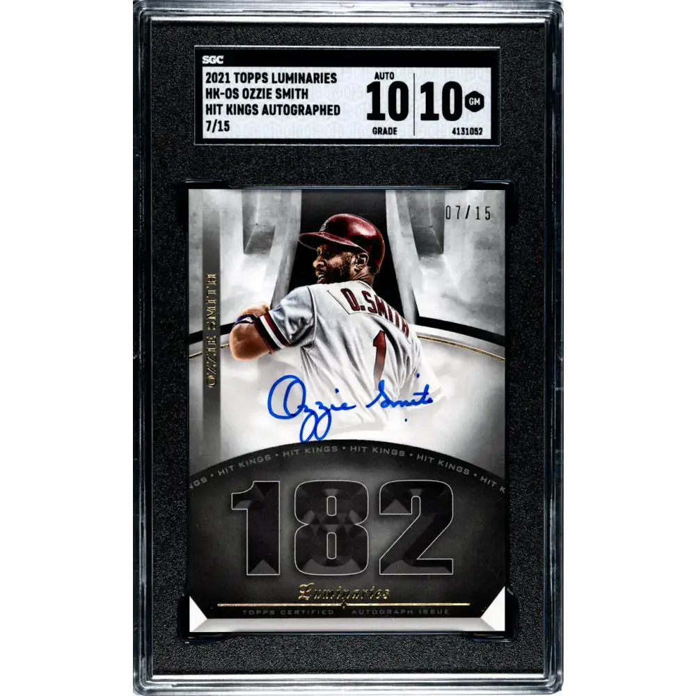 2021 Topps Luminaries Hit Kings #HK-OS Ozzie Smith SGC 10 Gem Auto 7/15 St. Louis Cardinals Baseball Card - Baseball