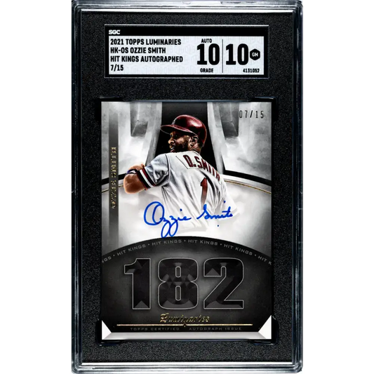2021 Topps Luminaries Hit Kings #HK-OS Ozzie Smith SGC 10 Gem Auto 7/15 St. Louis Cardinals Baseball Card - Baseball