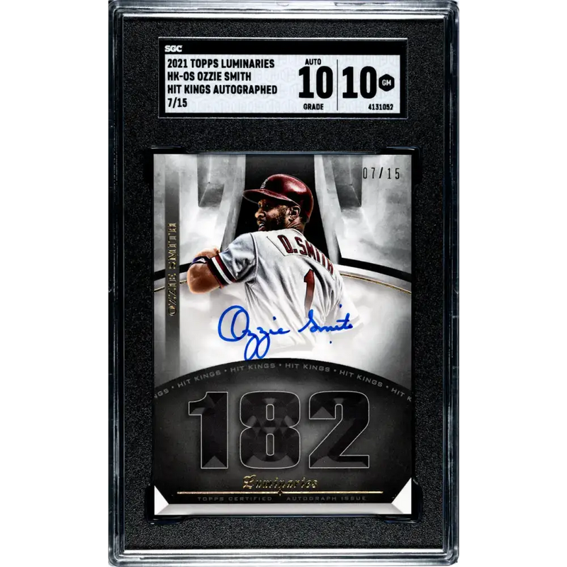 2021 Topps Luminaries Hit Kings #HK-OS Ozzie Smith SGC 10 Gem Auto 7/15 St. Louis Cardinals Baseball Card - Baseball