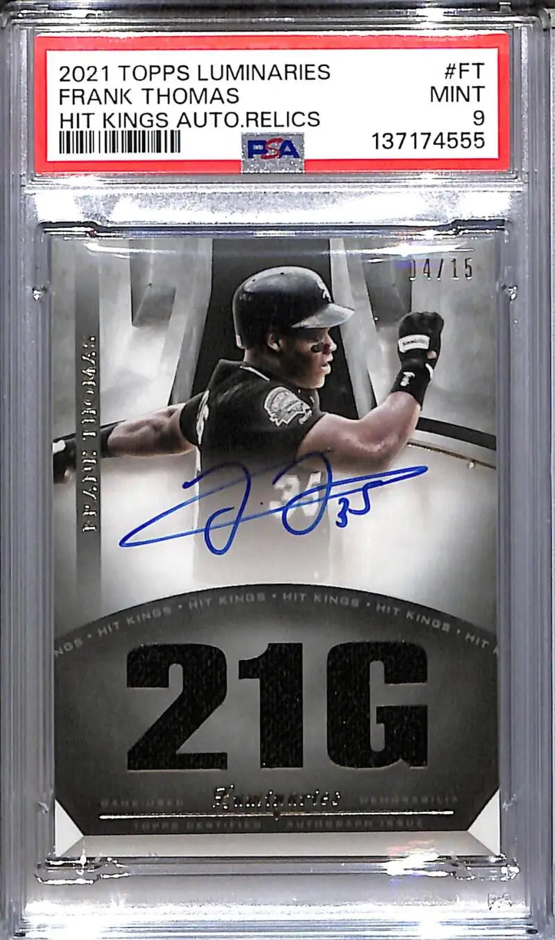 2021 Topps Luminaries Hit Kings #HKAR-FT Frank Thomas PSA 9 MINT MEM Auto 4/15 Chicago White Sox - Baseball Card Single
