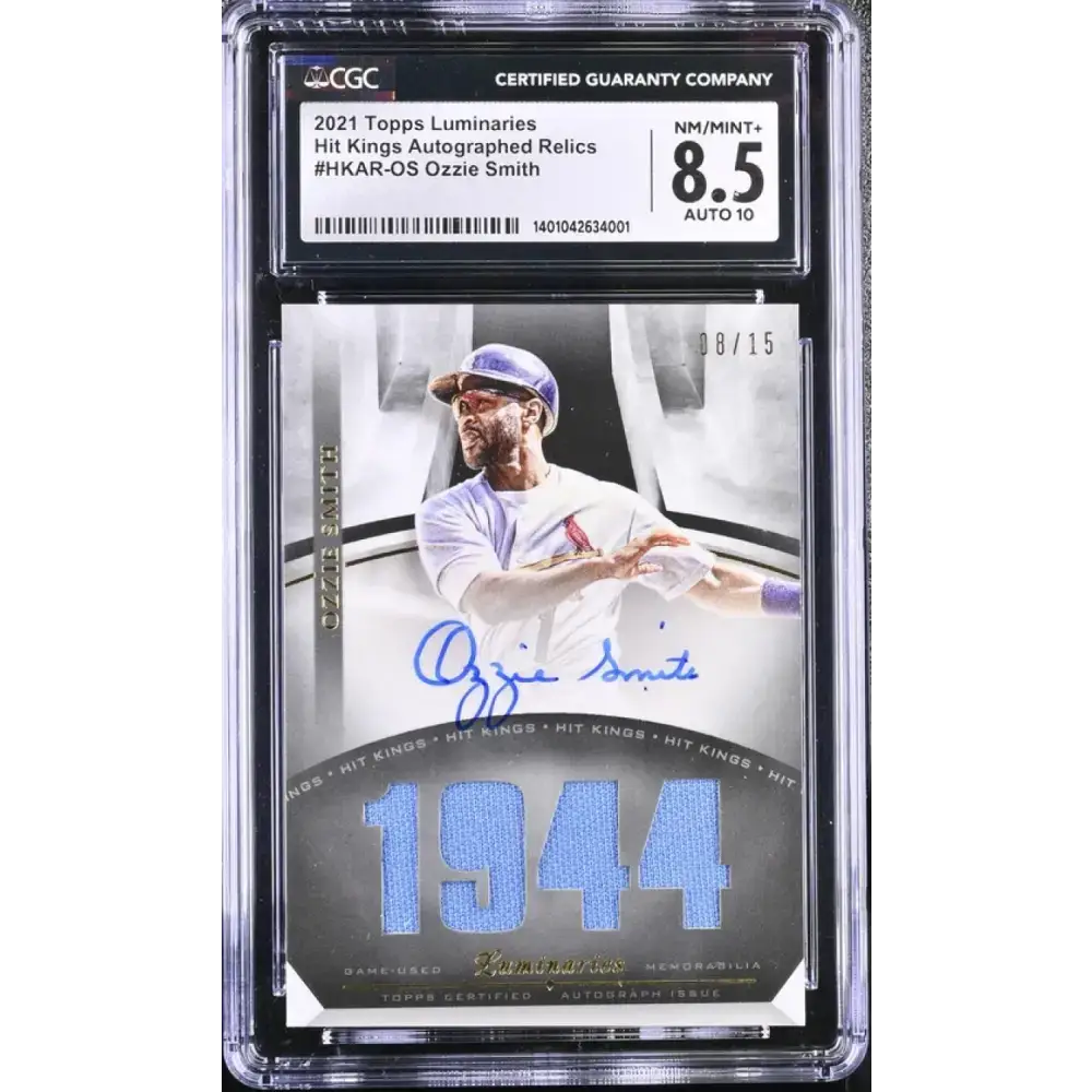 2021 Topps Luminaries #HKAROS Ozzie Smith CGC 8.5 MEM Auto 8/15 St. Louis Cardinals Baseball Card - Baseball Card Single