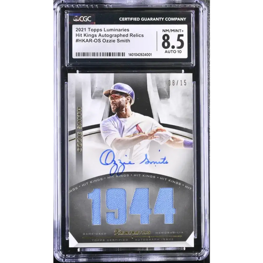 2021 Topps Luminaries #HKAROS Ozzie Smith CGC 8.5 MEM Auto 8/15 St. Louis Cardinals Baseball Card - Baseball Card Single