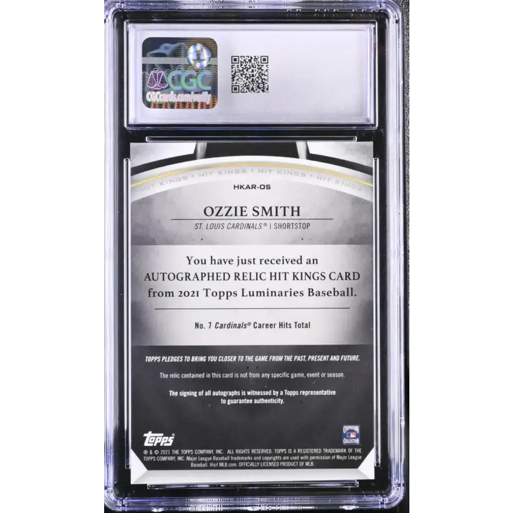 2021 Topps Luminaries #HKAROS Ozzie Smith CGC 8.5 MEM Auto 8/15 St. Louis Cardinals Baseball Card - Baseball Card Single