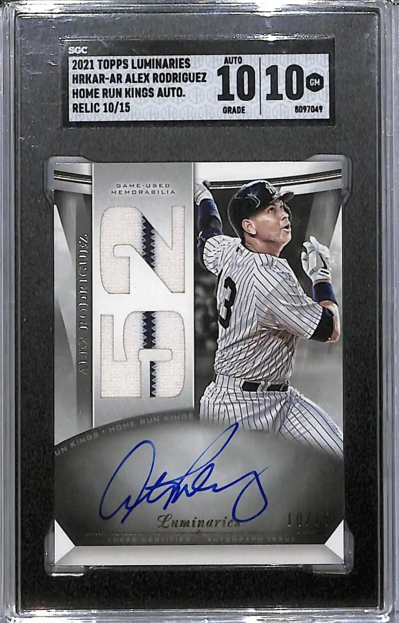 2021 Topps Luminaries Home Run Kings #HRKAR-AR Alex Rodriguez SGC 10 Gem MEM Auto 10/15 New York Yankees