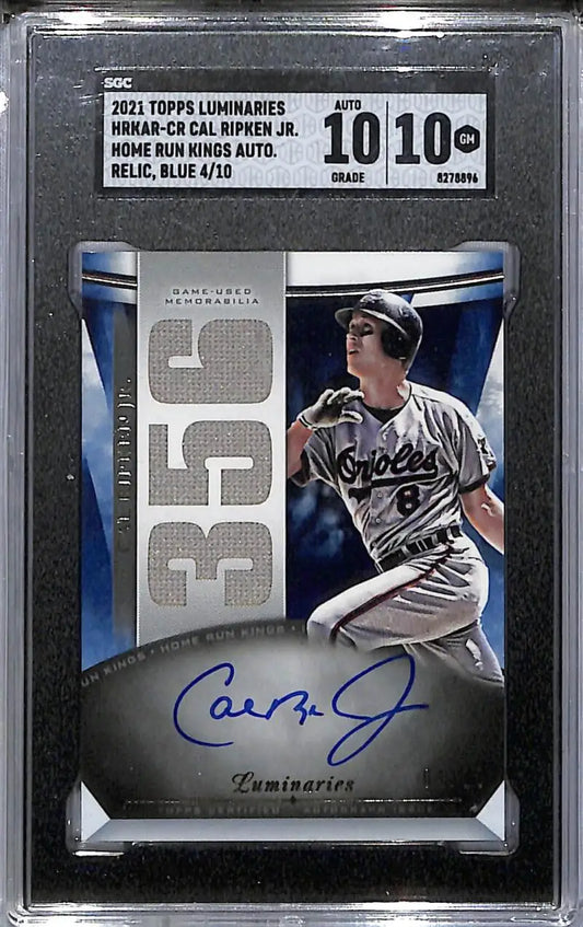 2021 Topps Luminaries Home Run Kings #HRKAR-CR Cal Ripken Jr. SGC 10 Gem MEM Auto 4/10 Baltimore Orioles - Baseball
