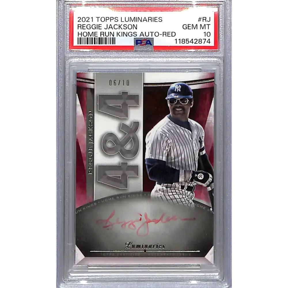 2021 Topps Luminaries Home Run Kings Red #HRK-RJ Reggie Jackson PSA 10 GEM MINT Auto 06/10 New York Yankees - Baseball