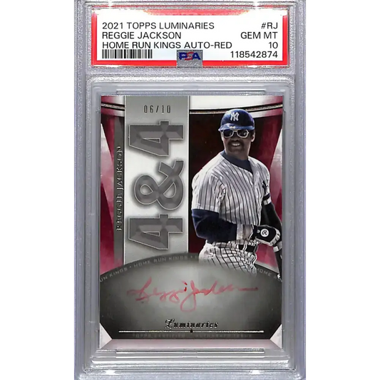 2021 Topps Luminaries Home Run Kings Red #HRK-RJ Reggie Jackson PSA 10 GEM MINT Auto 06/10 New York Yankees - Baseball