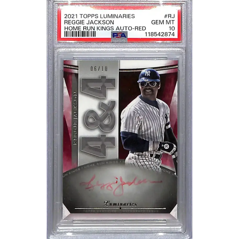 2021 Topps Luminaries Home Run Kings Red #HRK-RJ Reggie Jackson PSA 10 GEM MINT Auto 06/10 New York Yankees - Baseball