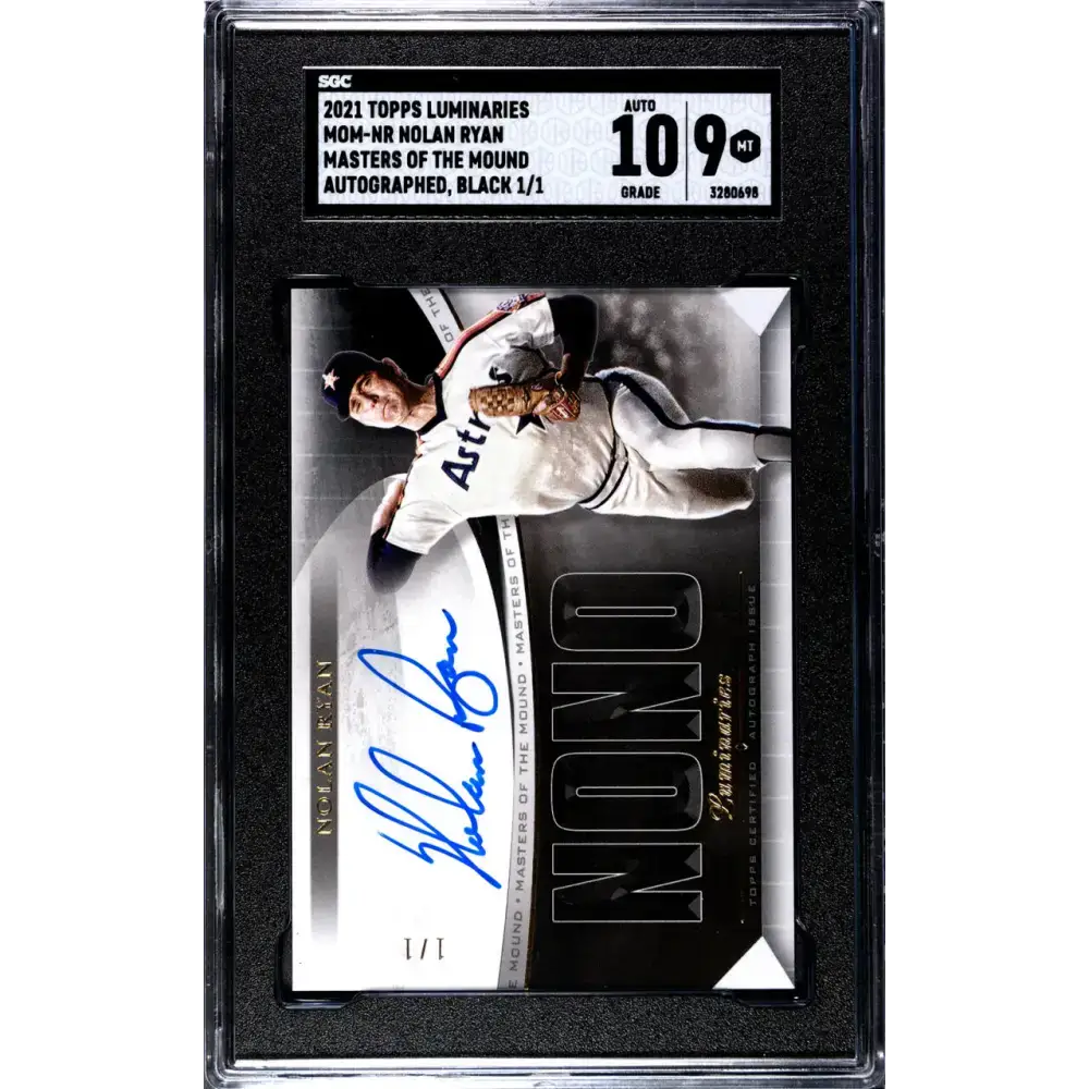 2021 Topps Luminaries Masters of the Mound Black #MOM-NR Nolan Ryan SGC 9 MINT Auto 1/1 Houston Astros Baseball Card