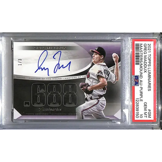2021 Topps Luminaries Masters of the Mound #MOM-GM Greg Maddux PSA 10 GEM MINT Auto 1/3 Atlanta Braves - Baseball Card