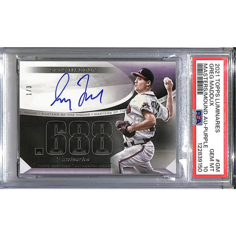 2021 Topps Luminaries Masters of the Mound #MOM-GM Greg Maddux PSA 10 GEM MINT Auto 1/3 Atlanta Braves - Baseball Card