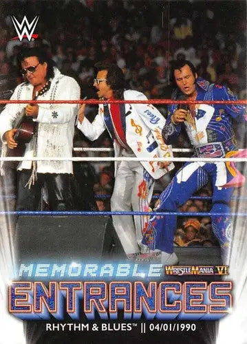 Wrestling trading card featuring Rhythm & Blues at WrestleMania VI from 2021 Topps Memorable Entrances