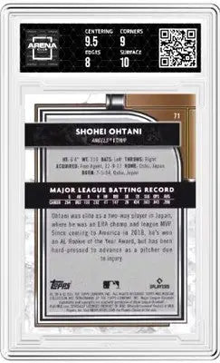 Graded Shohei Ohtani baseball card in clear slab from Topps Museum Collection Shohei