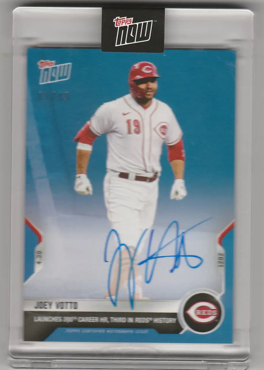 Baseball card of Joey Votto Cincinnati Reds player with autograph and jersey number 19