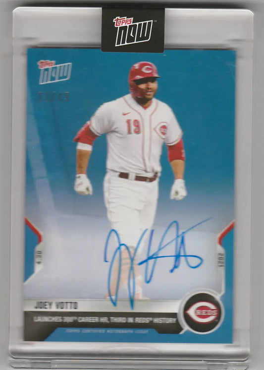 Baseball card of Joey Votto Cincinnati Reds player with autograph and jersey number 19